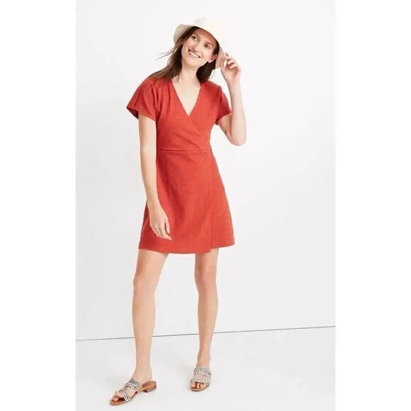 Madewell Cross-Front Bohemian Flutter-Sleeve Mini Dress  flattering SZ S#2099 - Picture 1 of 16